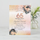 Chique Oranje Rozen String Lights 65th Verjaardag Kaart (Staand voorkant)