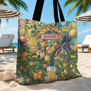 Chique Oranje Siciliaanse Bloem Citrus Tegels Tote Bag