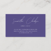 Chique orchidee Paarse minimalistische handgeschre Visitekaartje (Achterkant)