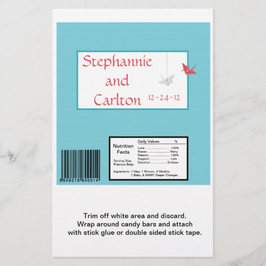 Chique Origami Birds Bruiloft Grote Snoep Wrapper Flyer (Voorkant)