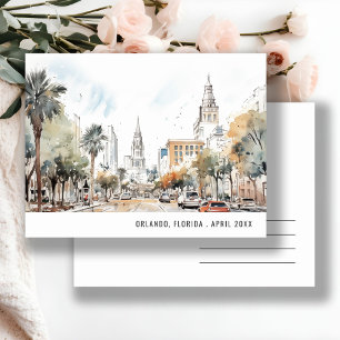 Chique Orlando Florida Silhouette Aquarel Reis Briefkaart