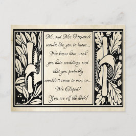 Chique Oud Parchment Grappige We Zijn Gevlucht Aankondigingskaart