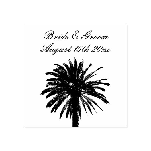 Chique outdoor strand bruiloft palmboom silhouet rubberstempel (Afrduk)