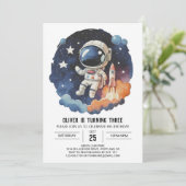 Chique Outerspace Kinderen Astronaut Jongen Verjaa Kaart (Staand voorkant)