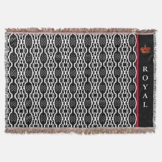 Chique ovaal geometrisch patroon in zwart-wit deken (Voorkant)