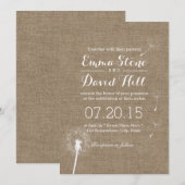 Chique Paardenbloem die Bruiloft met Jute Behang b Kaart (Voorkant / Achterkant)