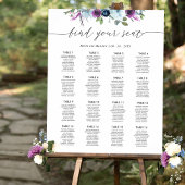 Chique Paars en Blauw Trouw Stoelenindeling Bord Poster