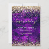 Chique paars gouden kerst- en nieuwjaarsgroet kaart (Voorkant)