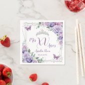 Chique Paars Sering Bloemige Vlinders Quinceañera Servet (Insitu)