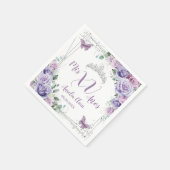 Chique Paars Sering Bloemige Vlinders Quinceañera Servet (Hoek)