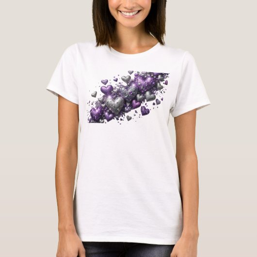 Chique Paarse ABSTRACTE KUNST Kunstprint T-shirt (Voorkant)