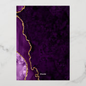 Chique Paarse Agaat Save the Date Gold Folie Uitnodiging (Achterkant)