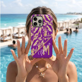 Chique Paarse Amethist & Gouden Marmer Aangepaste Case-Mate iPhone Case
