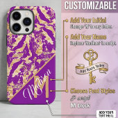 Chique Paarse Amethist & Gouden Marmer Aangepaste Case-Mate iPhone Case