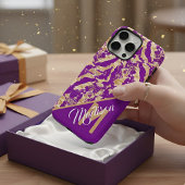 Chique Paarse Amethist & Gouden Marmer Aangepaste Case-Mate iPhone Case