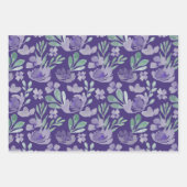 Chique Paarse Bloem- en Bladerwaterverfpatroon Wr Inpakpapier Vel (Voorkant)