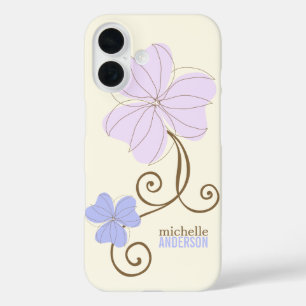 Chique Paarse bloemen iPhone 16 Hoesje