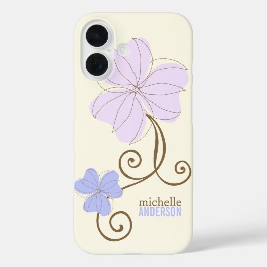 Chique Paarse bloemen Case-Mate iPhone Case (Achterkant)