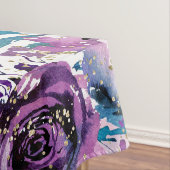 Chique Paarse Bloemen Champagne Goud Bruiloft Mono Tafelkleed (Voorbeeld)