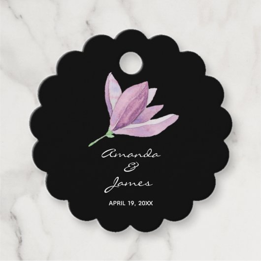 Chique Paarse Bloemen Dank u Bedankjes Labels (Voorkant)