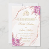 Chique Paarse Bloemen Goud Islamitisch Moslim brui Kaart (Voorkant)
