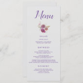 Chique Paarse Bloemen Menu (Voorkant / Achterkant)