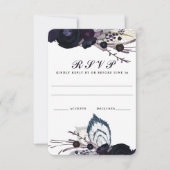 Chique Paarse Bloemen Winter Bruiloft RSVP Reageer (Voorkant)