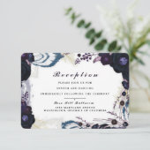 Chique paarse bloemen winter ontvangstkaart informatiekaartje (Staand voorkant)