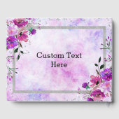 Chique Paarse Bloemen & Zilver Lijst Bruiloft Mono Gastenboek (Achterkant)