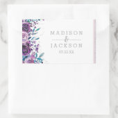 Chique Paarse Bloemen & Zilveren Bruiloft Monogram Rechthoekige Sticker (Tas)