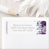 Chique Paarse Bloemen & Zilveren Bruiloft Retourad Etiket (Insitu)