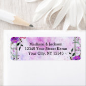 Chique Paarse Bloemen & Zilveren Bruiloft Retourad Etiket (Insitu)