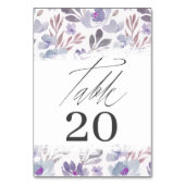 Chique Paarse bloemenbruiloft tafel nummer Kaart (Voorkant)