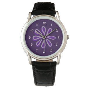 Chique Paarse bloemendoodle Horloge