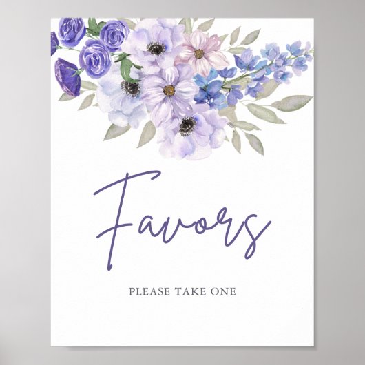 Chique Paarse bloemenscript Vrijgezellenfeest Favo Poster (Voorkant)