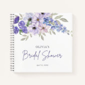 Chique Paarse bloemenscript Vrijgezellenfeest gast Notitieboek (Voorkant)