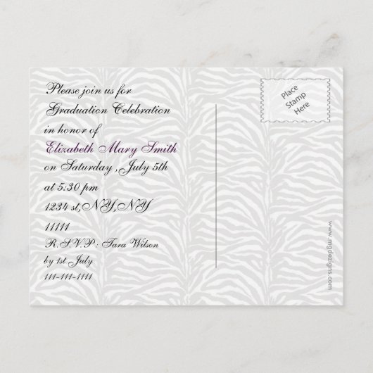 chique paarse drievoudige foto Afstuderen Uitnodig Uitnodiging Briefkaart (Achterkant)