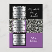 chique paarse drievoudige foto Afstuderen Uitnodig Uitnodiging Briefkaart (Voorkant)