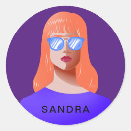 Chique paarse en classy vrouw ronde sticker