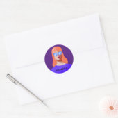 Chique paarse en classy vrouw ronde sticker (Envelop)