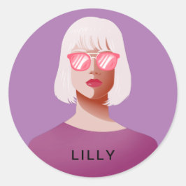Chique paarse en classy vrouw ronde sticker
