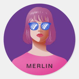 Chique paarse en classy vrouw ronde sticker