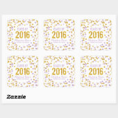Chique Paarse en gouden Glitter Afstuderen Vierkante Sticker (Vel)