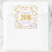Chique Paarse en gouden Glitter Afstuderen Vierkante Sticker (Tas)