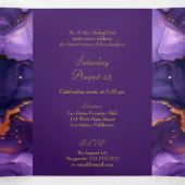 Chique Paarse en Gouden Sweet 16 Feestuitnodiging Drieluik Uitnodiging (Binnenkant midden)