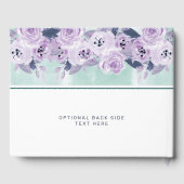 Chique paarse en turquoise bloemenrand baby shower gastenboek (Achterkant)