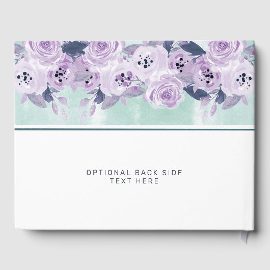 Chique paarse en turquoise bloemrijke rand baby sh gastenboek (Achterkant)