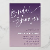 Chique Paarse en zilveren kalligrafie Vrijgezellen Folie Uitnodiging (Voorkant)