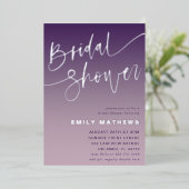 Chique Paarse en zilveren kalligrafie Vrijgezellen Folie Uitnodiging (Staand Voorkant)