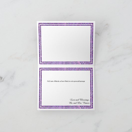 Chique Paarse Faux Glittered Trim - Dank je kaart (Binnen)